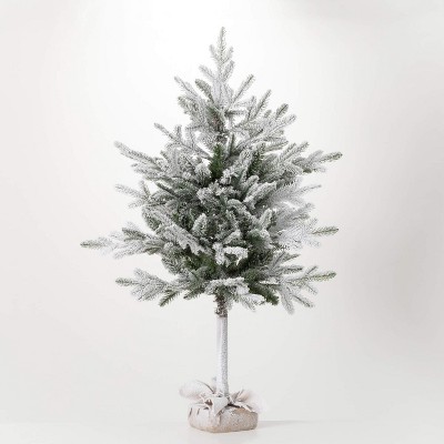 Sullivans 48" Artificial Flocked Pine Tree In Bag, Green