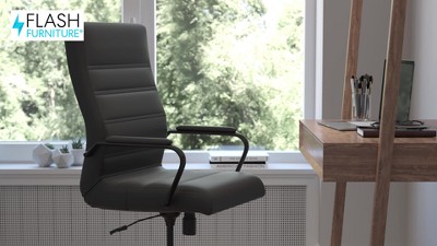 High Back Black Leather Executive Swivel Office Chair with Rose Gold Frame
