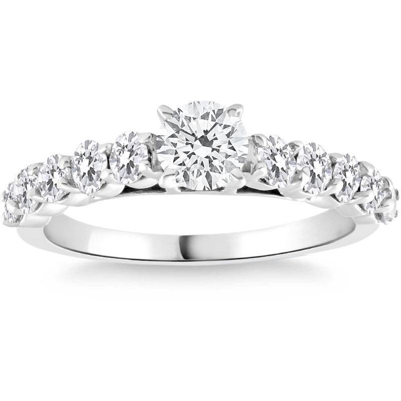Pompeii3 1 1/2Ct Diamond Engagement Ring Round Cut 14k White Gold With Side Stones, 1 of 5