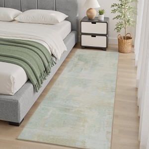MontVoo Soft Abstract Washable Area Rug Yellow Green - 1 of 4