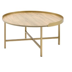 Mithea Oak & Gold Finish Coffee Table - 1 of 1