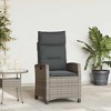 vidaXL Reclining Patio Chair - Gray Poly Rattan, Adjustable, Cushions, Foldable Side Table - 2 of 4