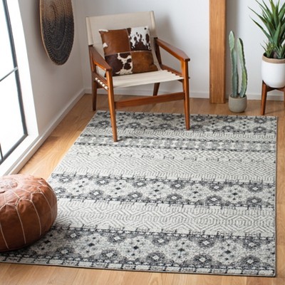 Charcoal Grey Abstract Hand-Knotted 5'1" x 7'6" Synthetic Area Rug