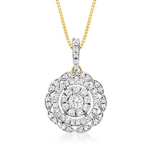 Ross-Simons 0.50 ct. t.w. Diamond Cluster Pendant Necklace in 14kt Yellow Gold - 1 of 4
