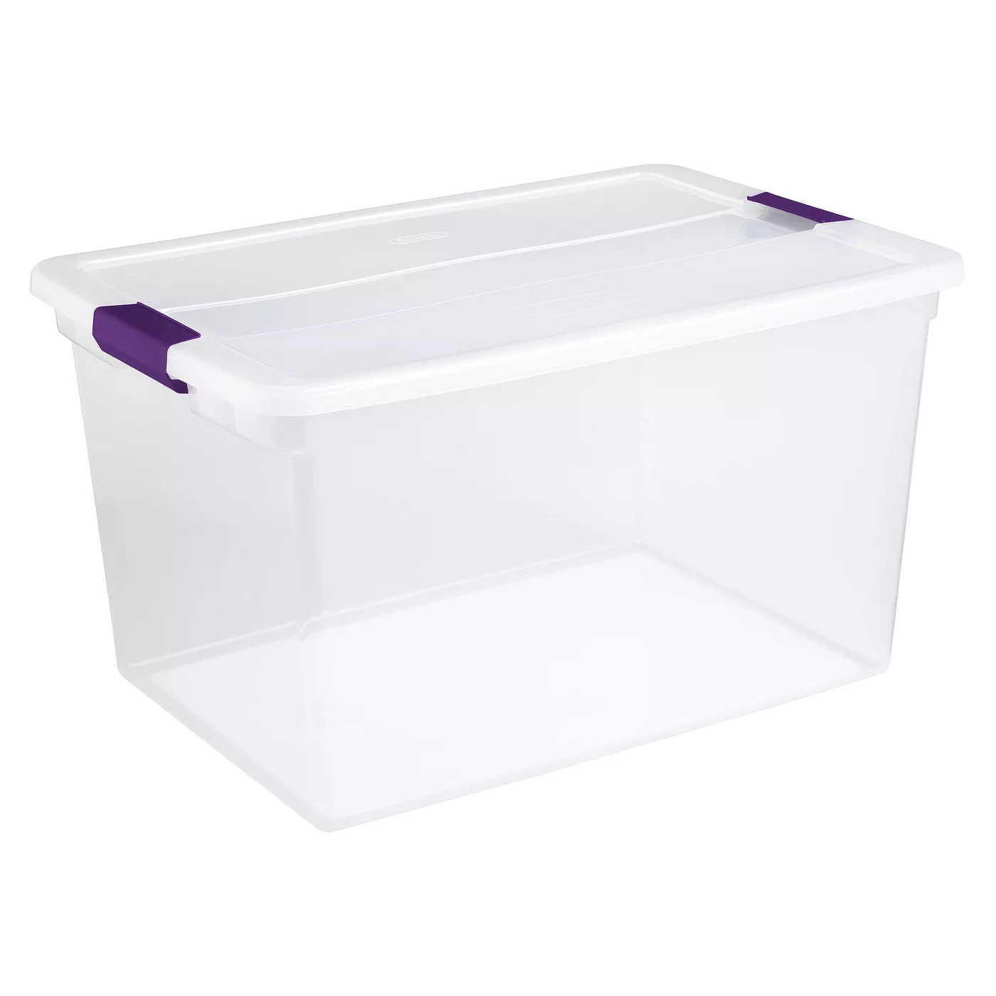 Sterilite 66 Qt ClearView Latch Box Clear with Purple Latches - image 1 of 3