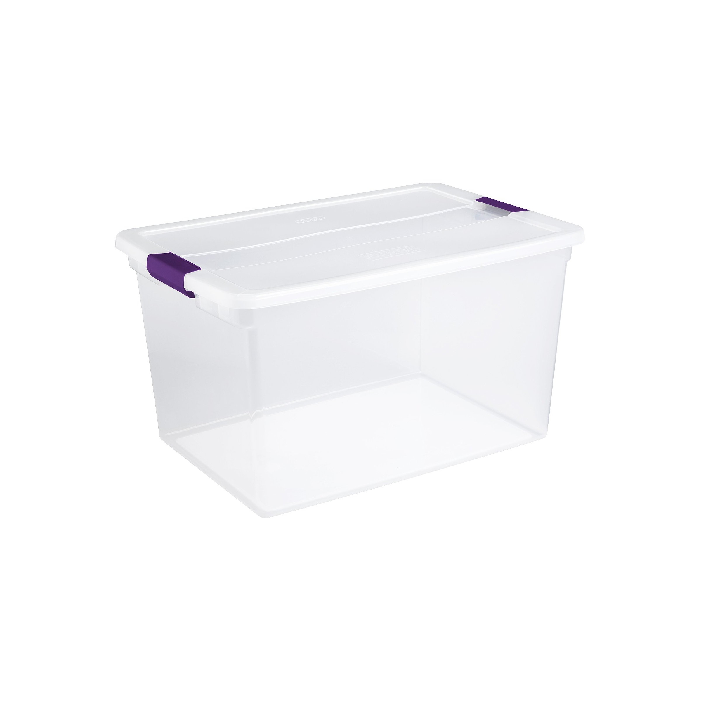Sterilite 66qt ClearView Latch Box with Purple Latches (Clear)