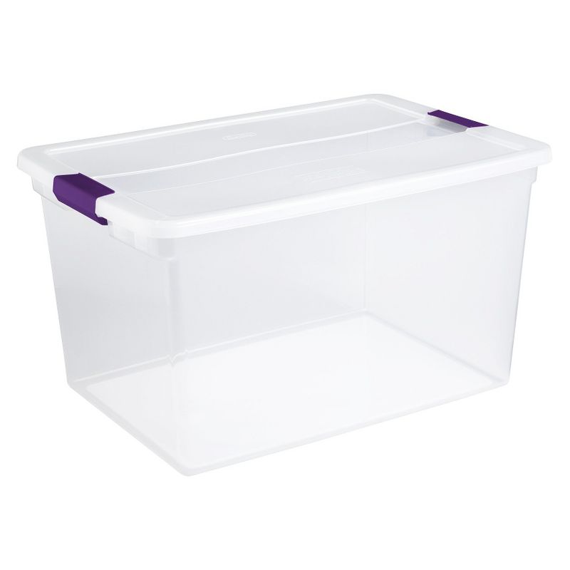 Sterilite 66qt ClearView Latch Box Clear with Purple Latches, 1 of 12