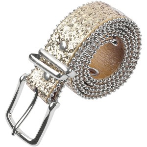 INSPIRE CHIC Women's Hollow Eyelet Sequin Decoration Versatile No-Punch Pin Buckle Belt - 1 of 4