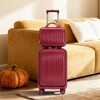 14"/20" 2 Pcs/Set ABS Spinner Wheel Luggage, Front Opening, Combination Lock, Cosmetic Case, Black -- Frevyn - 3 of 4