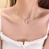 Lily of The Valley Pearl Necklace Cheery Blossm Daisy Green Paint and Lily Flower Pearl Pendant Floral Charm Pink Flower Wedding Jewelry for Women - 3 of 4