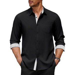 COOFANDY Men's Dress Shirt Wrinkle Free Regular Fit Stretch Long Sleeve  Button Down Shirts Black M : Target