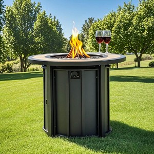 Christopher Knight Home Lira Modern Round Patio Steel 50,000 BTU Fire Pit Table with Mosaic Ceramic Tabletop - 1 of 4