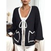 Women's Plus Size Cardigan Sweater Long Sleeve Knit Open Front Cover Up Casual Tops with Side Pockets - 3 of 4