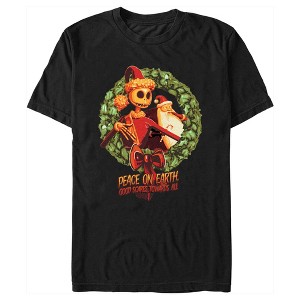Men's The Nightmare Before Christmas Christmas Jack Peace on Earth Good Scares Towards All T-Shirt - 1 of 4