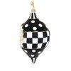 Huras Family Black And White Delight Teardrop Reflector - 1 Glass Tree Ornament 6.0 Inch, Glass - Hand Painted Modern Vintage Style BW973 6.5 Inch - 3 of 3
