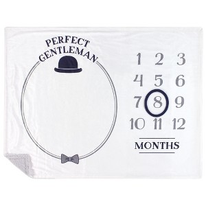 Hudson Baby Infant Boy Plush Holiday and Milestone Blanket, Perfect Gentleman, One Size - 1 of 2