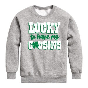 Boys' - Instant Message - St. Patrick's Day Lucky to Have My Cousins Graphic Long Sleeve Fleece Sweatshirt - 1 of 4