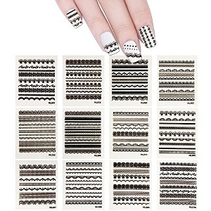 Wrapables Black Lace Nail Stickers Nail Art Lace Nail Decals, Random Mix (set of 30) - 1 of 4
