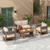 Christopher Knight Home Valentina Patio 4 Piece Rustic Rope Weave Acacia Wood Furniture Set with Cushions - 2 of 4