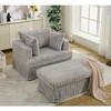 NicBex Modern Accent Chair with Ottoman Corduroy Chaise Longue Comfy Reclining Chair Sofa with Foot Stool - 2 of 4