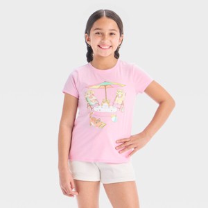 Girls' Short Sleeve Beach Party Graphic T-Shirt - Cat & Jack™ Light Purple - 1 of 4