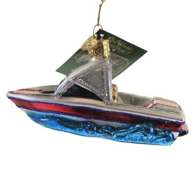 Old World Christmas 2.0 Inch Ski Boat Water Skiers Fun Sun Tree Ornaments