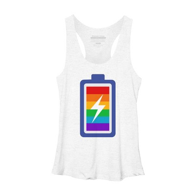 Adult Design By Humans Pride Charging Battery By PINHEAD66 Racerback Tank Top