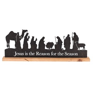 Dicksons Jesus Is The Reason for The Season - Nativity Silhouette - 21.5 x 8 Inch Black/Brown Metal/Wood Collectible Tabletop Figurine - 1 of 1