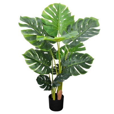 Tree City 4 Ft Artificial Monstera Plant in Pot – Realistic Fake Tree for Home & Office Decor, Low-Maintenance Housewarming Gift