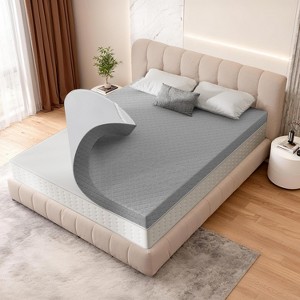 Vipbear Bamboo Firm Mattress Topper for Pressure Relieving 3 Inch Firm Memory Foam Mattress Topper with Removable Cover for Back Pain Relief - 1 of 4