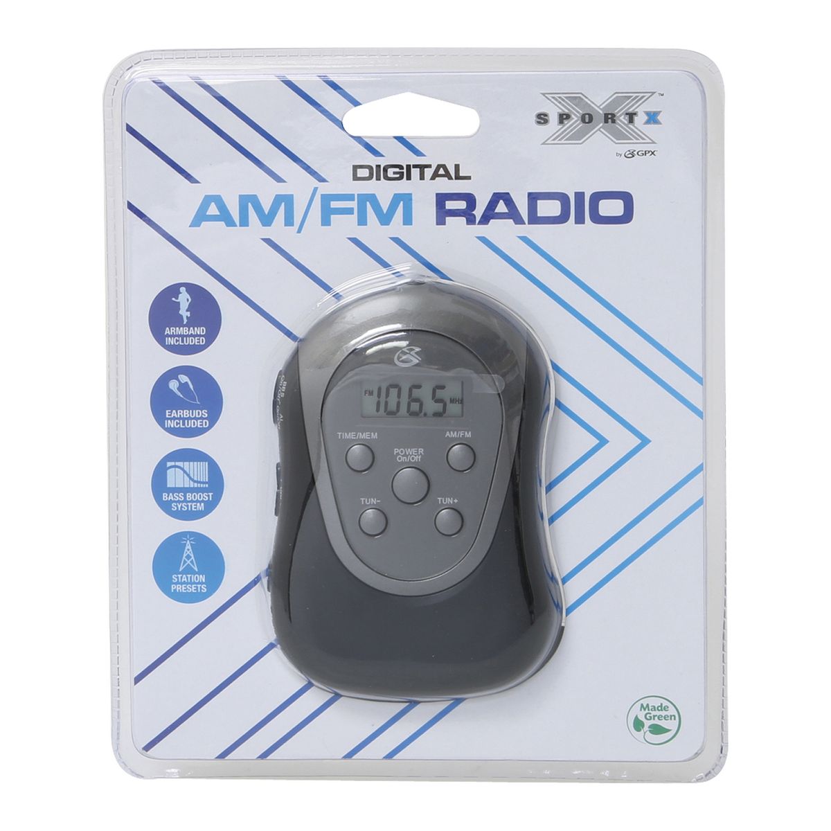 GPX® Portable AM/FM Armband Radio with Earbud Heaphones, Black and Silver, R300S - thumbnail 10