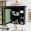 Vynxaria 35" x 28" Black Wall-Mounted Bathroom Cabinet with Mirror Door & 6 Open Shelves - Modern Storage Solution for Your Bathroom. - 2 of 4