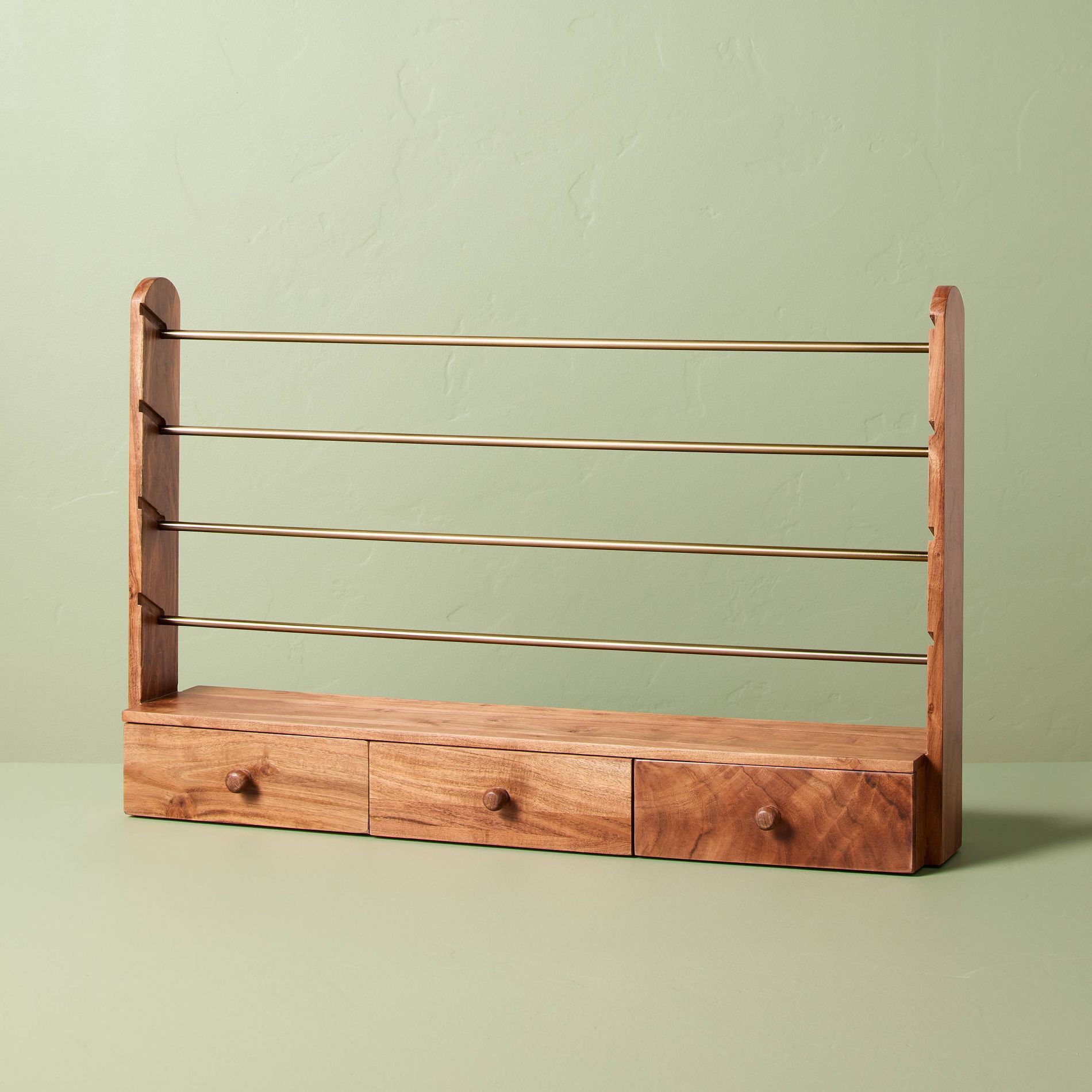 Brass and Wood Gift Wrap and Ribbon Holder - Hearth & Hand™ with Magnolia