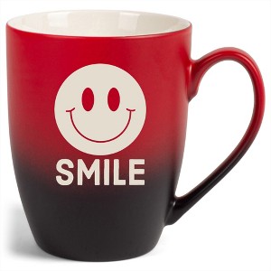 100 North Smiley Face 10 Ounce Red and Black Two Toned Ombre, Comfortably Fits Your Hands, Ceramic Tea Coffee Cup Mug, Smile - 1 of 1