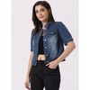 INSPIRE CHIC Women's Casual Short Puff Sleeves Button-Down Jean Denim Jacket - 4 of 4