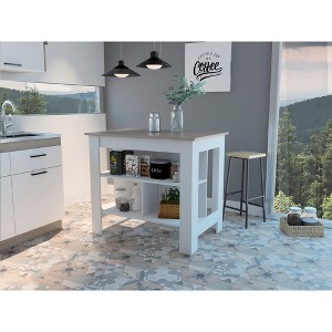 Kitchen Island with Three Shelves and Four Legs - 1 of 4