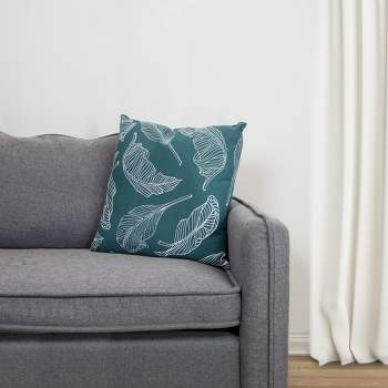 Northlight 17" Square Tropical Leaf Canvas Indoor Throw Pillow - Teal Green