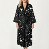 Anna-Kaci Lounge Women's PLus Size Star Print Long Robe with Soft Satin Feel, Open Front Design, and Adjustable Waist Tie - 4 of 4