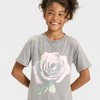 Girls' Short Sleeve Oversized Rose Graphic T-Shirt - Cat & Jack™ - Gray - 2 of 4