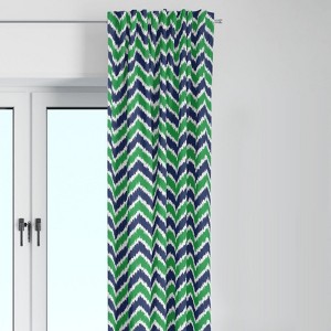 Bacati - Mix N Match Navy/Green Chevron Ikat Curtain Panel - 1 of 4
