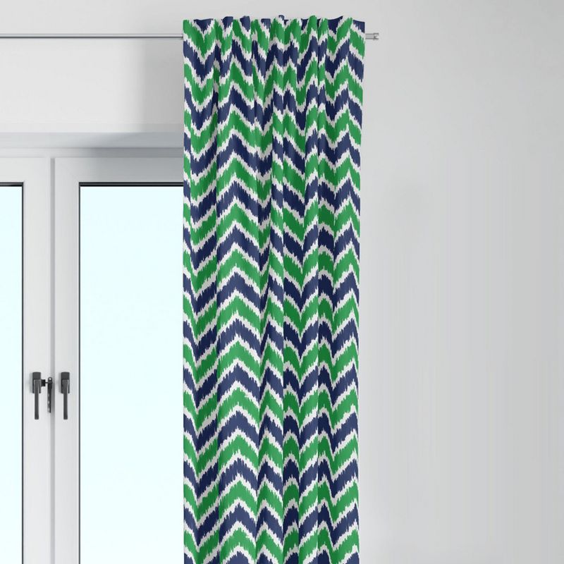 Bacati - Mix N Match Navy/Green Chevron Ikat Curtain Panel, 1 of 5