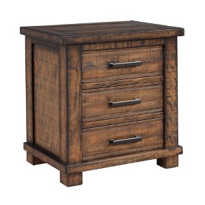 Dexmalle Rustic 3-Drawer Wood Nightstand for Bedroom,Brown - 1 of 4