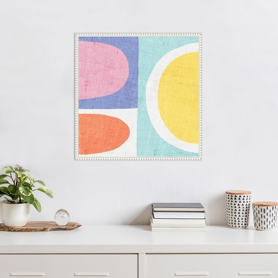 Pastel II Abstract Canvas Art with White Floater Frame