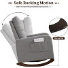 Upholstered Nursery Rocking Chair, Accent Rocking Chair in Comfy Fabric with High Backrest, Side Pocket and Rubber Wood Legs, Light Grey - 3 of 4