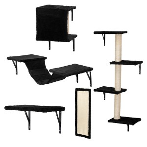 Lomsoe Cat Wall Shelves, Wall-Mounted Cat Climber Set of 5, Floating Cat Perches, Cat Furniture - 1 of 4