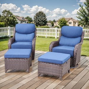 Outdoor Swivel Rocker Chair with 6 Inch Thick Cushion 2 in 1 Porch Glider Swivel Chair - Wicker Patio Furniture Patio Swivel Glider Seating - 1 of 4