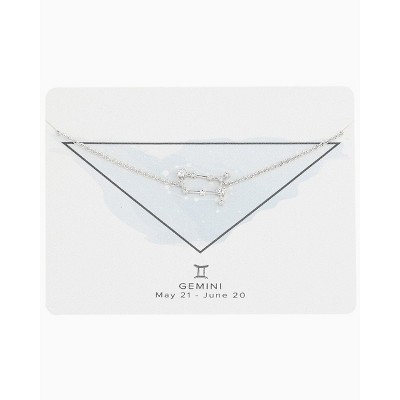SHINE by Sterling Forever Delicate CZ Constellation Pendant Necklace Silver Gemini