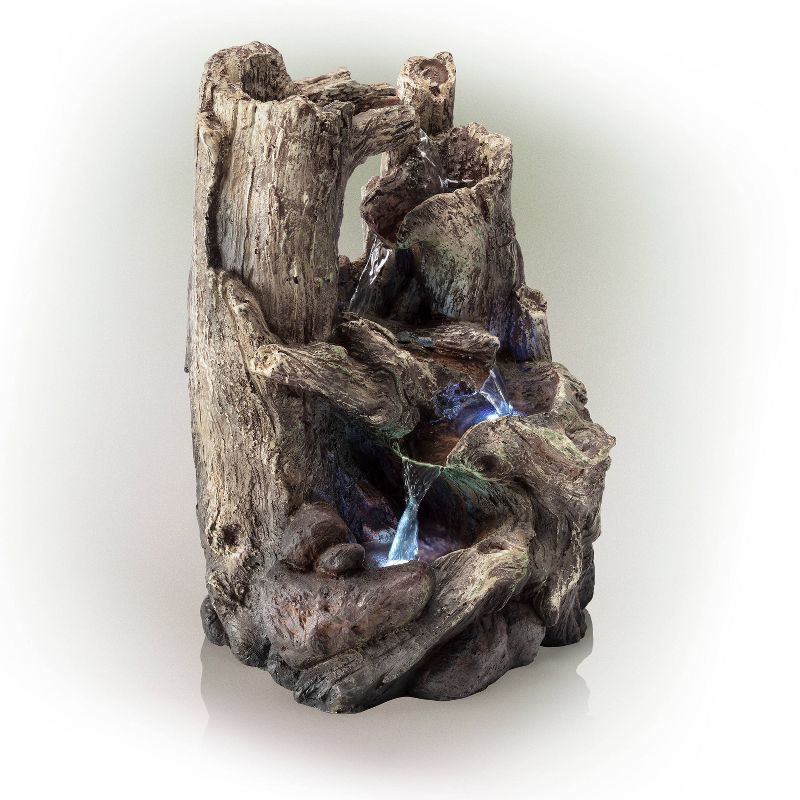 14&#34; Resin 5-Tiered Rainforest Tree Trunk Tabletop Fountain Brown - Alpine Corporation, 5 of 8