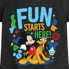 Girls' - Disney - Fun Starts Here Mickey Pluto Fitted Short Sleeve Graphic T-Shirt - image 2 of 4