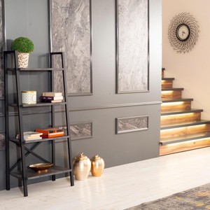 SEVOBAL Decorative Bookshelf 5 Tier Ladder Bookcase Metal Frame Storage Organizer for Small Spaces, Gray, 13"*23"*52" - 1 of 4